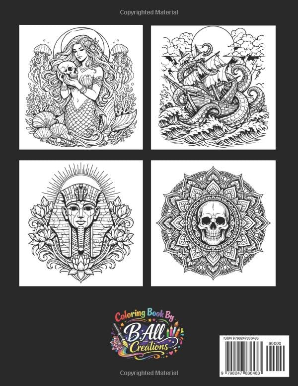 100 Tattoos Coloring Book For Adults: 100 Unique Bold Tattoo Designs of Animals, Flowers, Fantasy, Skulls, and More! | For Stress Relief, Relaxation & Creative Self-Expression image 3