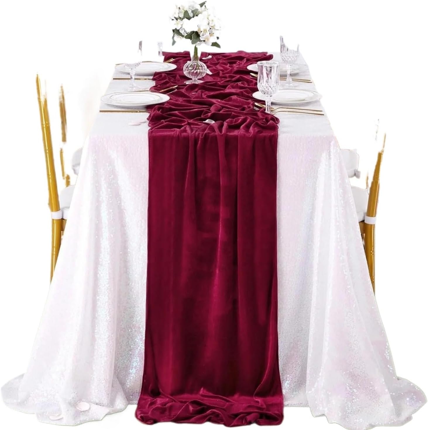 Table Runner for Home Decor Velvet Table Runner, Wedding Reception Decora, Soft Linen Overlay, WeddingTable Room Decor(Color 1,1pcs 77x400cm)