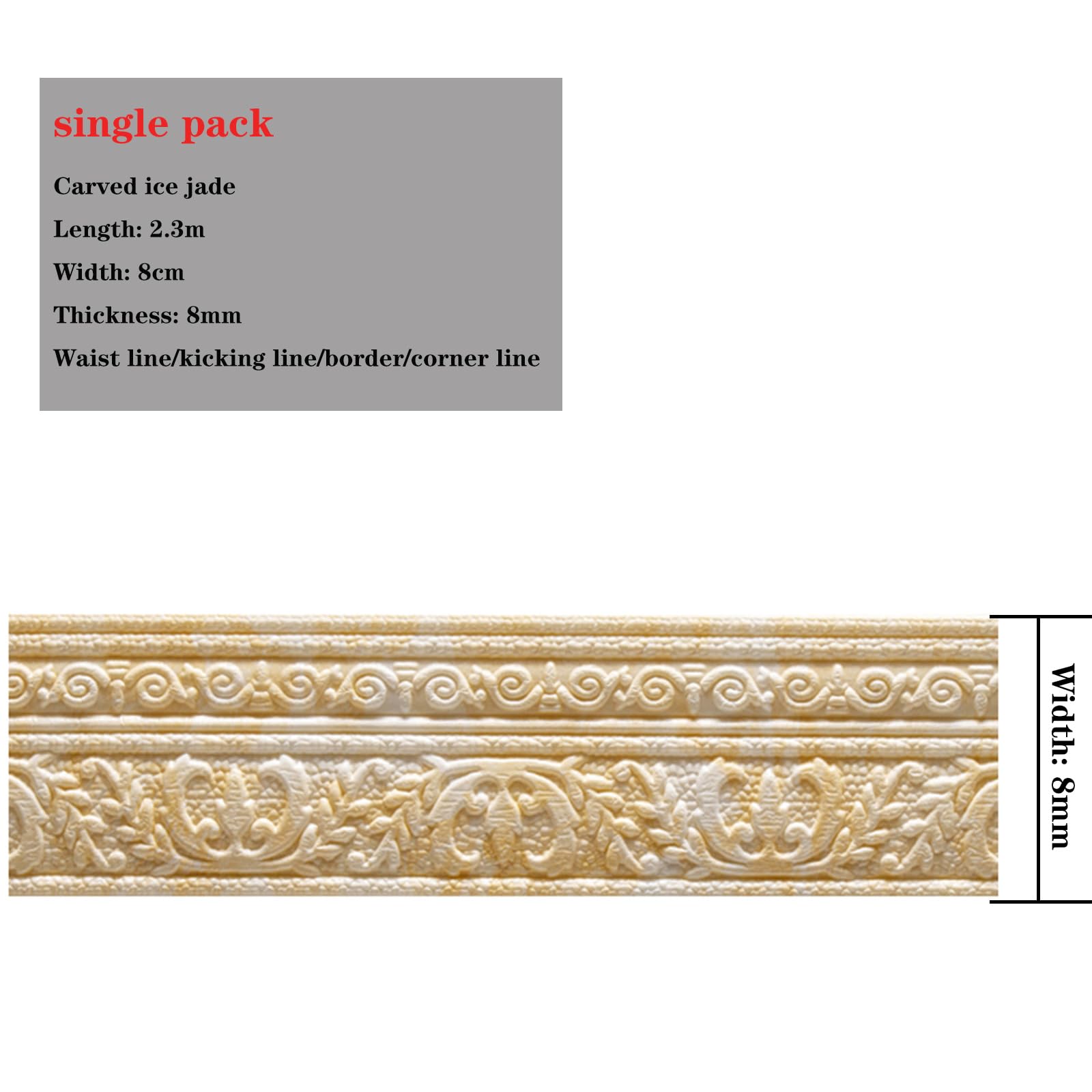 Elastyczna listwa przypodłogowa, samoprzylepna listwa przypodłogowa, listwa ścienna, długość 2,30 m, rzeźbiona Du D(Marble Yellow)