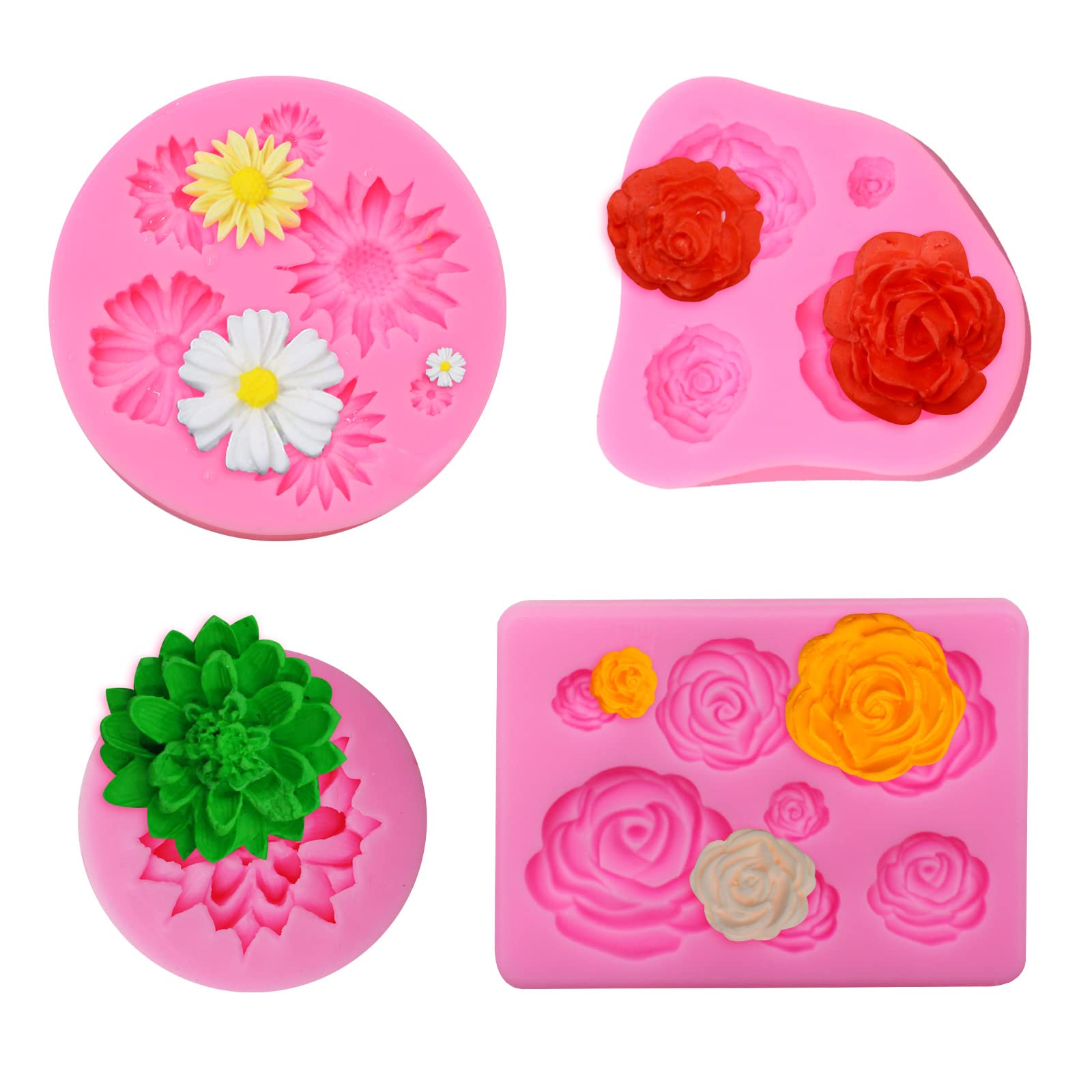 Stampo In Silicone Per Torta 3D – Fiore Rosa E Margherita, Per Fondente E Cioccolato, Fai Da Te