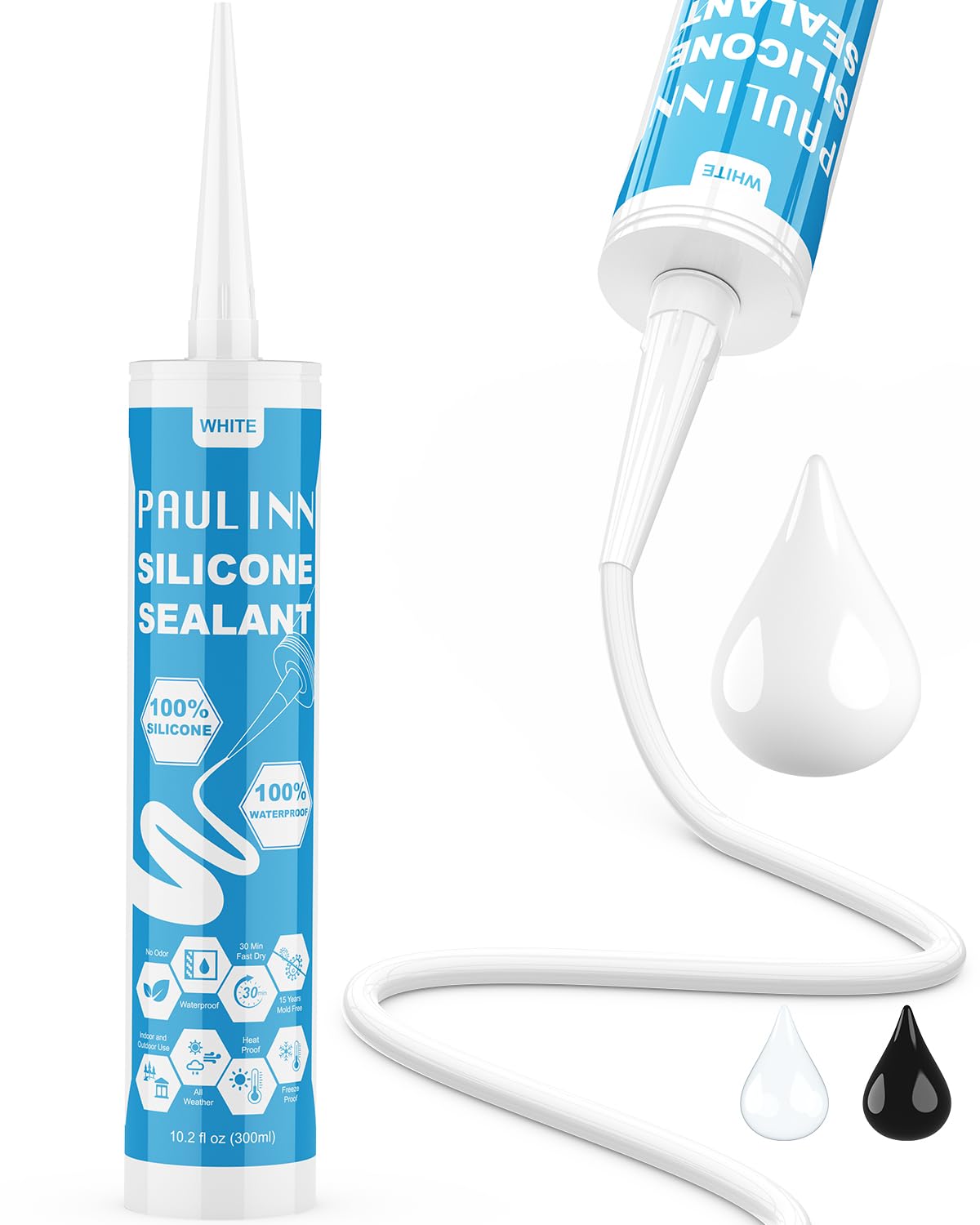 PAULINN Silicone Caulk - Waterproof Sealant (4 Packs) -8