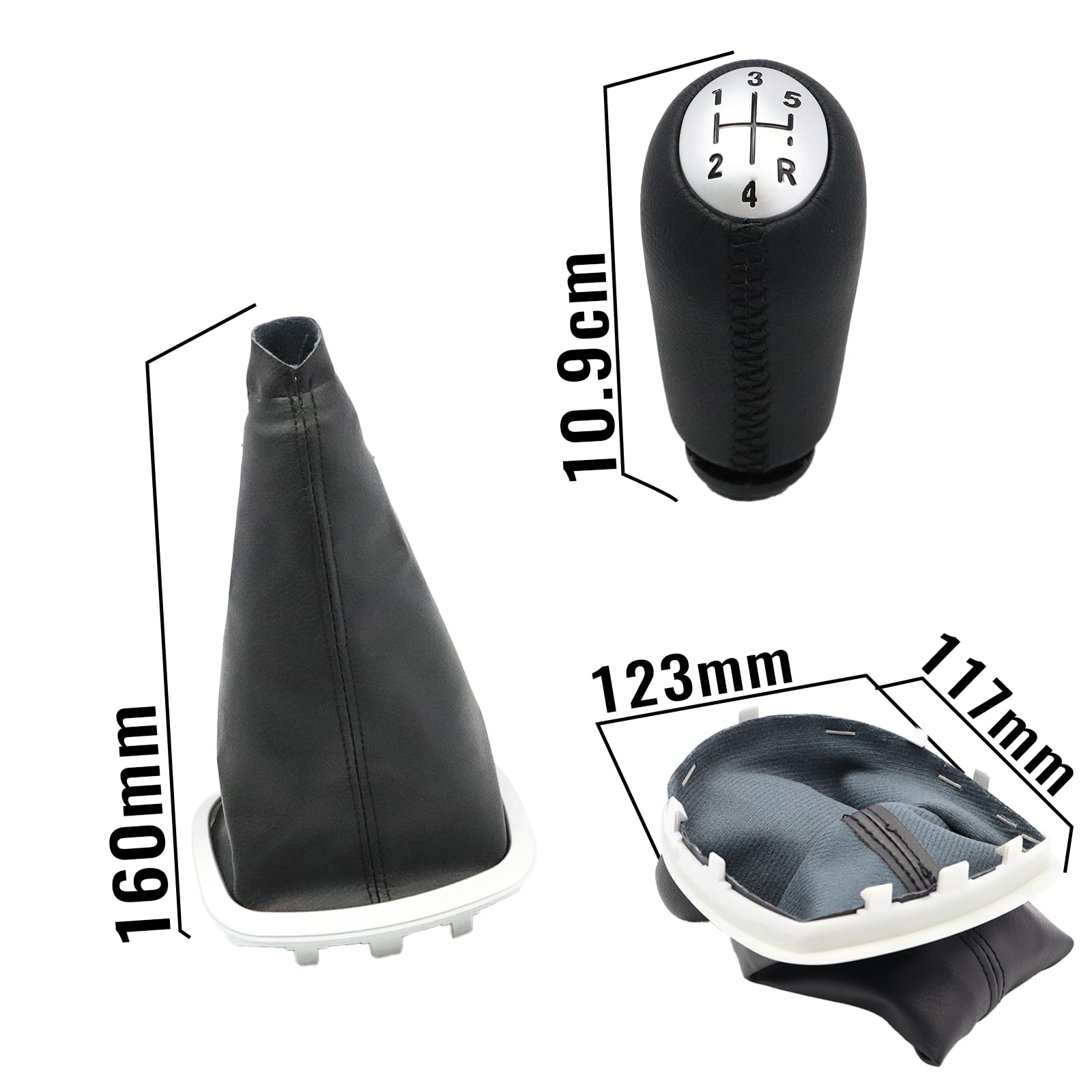 Pomello del cambio a 5 marce per Renault Clio III, Kangoo II, Twingo II, Espace IV con soffietto del cambio per 8200379961 8200393246 Clio III pomello del leva