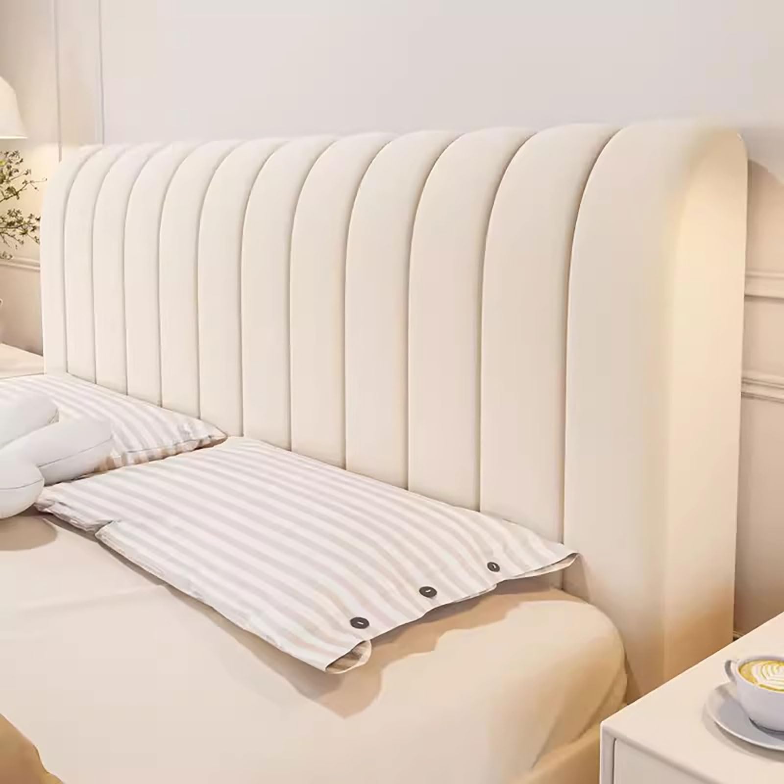 ABANO Thicken Headboard Covers Slipcover, Bed Headboard Cover 360° All-Around Wrapping Thickly Padded PP Cotton Material for Full Queen Cal King Size, Dustproof Protector Cover -Beige||Bed Head 150cm