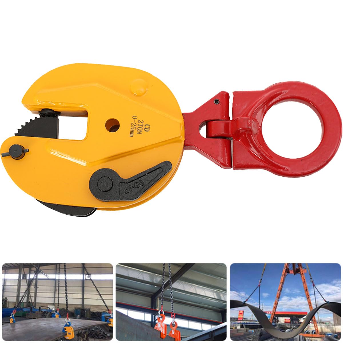 2 Tonnen Vertikale Plattenhebeklemme Blech Hebeklemme Platte Stahlplatten Blechgreifer Vertikalklemme Hebeklemmen zum Anheben und Transportieren, Gelb