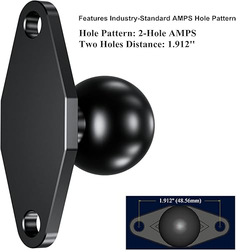 Miniatura 3 de BRCOVAN Soporte de bola de 1 pulgada con base de diamante de aleación de aluminio, cuenta con patrón de orificio AMPS estándar de la industria,