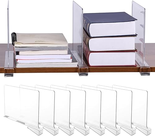 8 separadores de estantes acrílicos, divisor de estante transparente para armarios, organizador de estante de armario de dormitorio, cocina,
