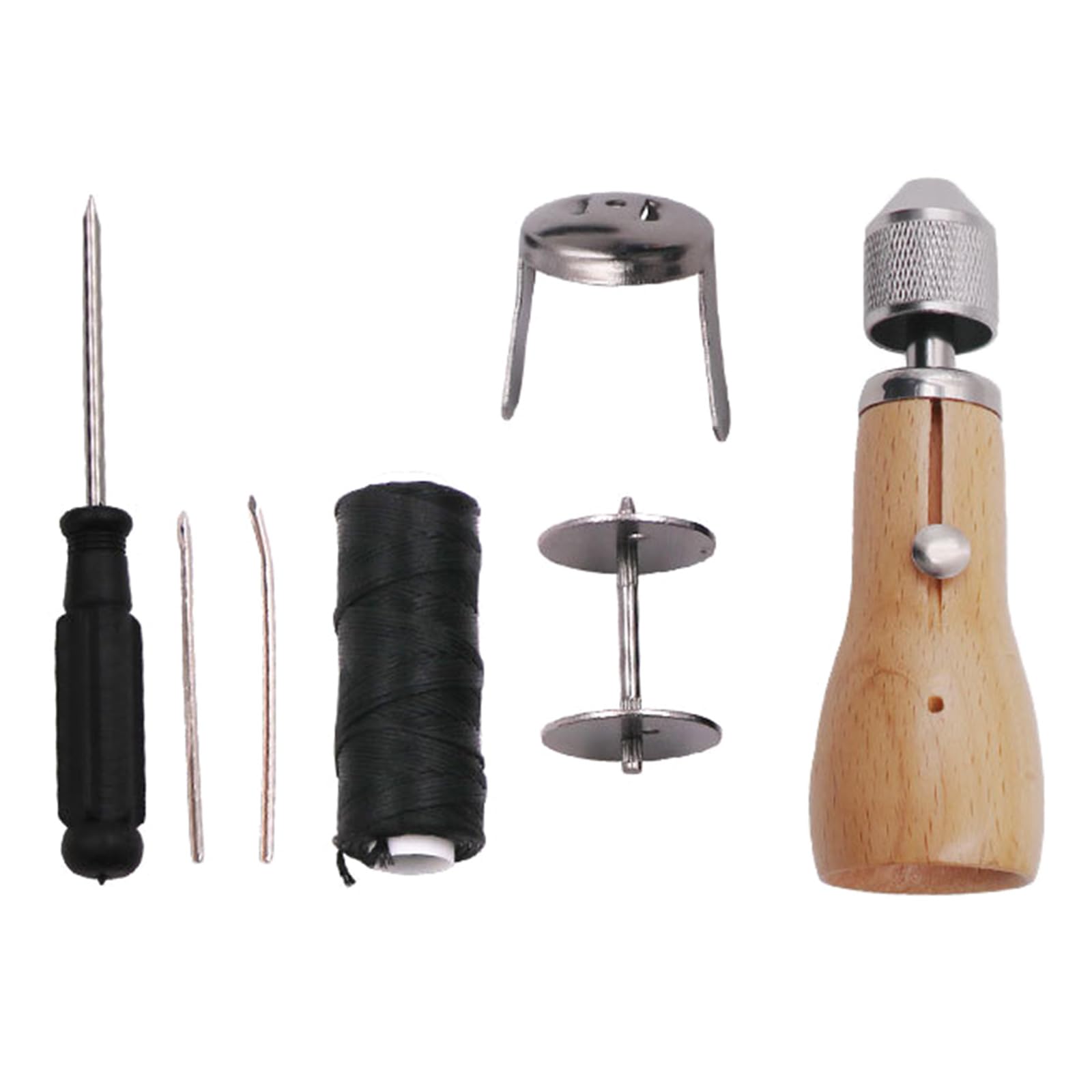 Holzgriff Nähahlen Leder Hand Stitcher Reparaturwerkzeug mit Nadelfaden Schraubendreher