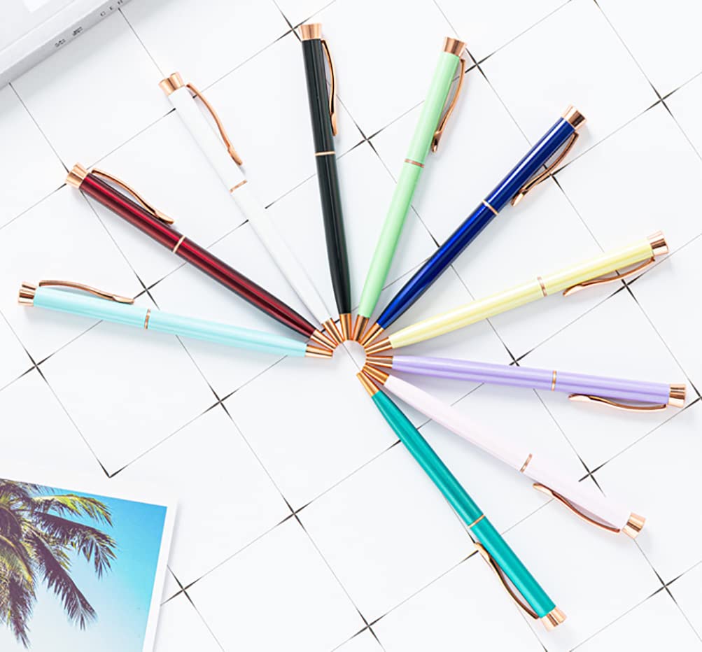 Gullor 5 Pieces Retractable Ballpoint Pen, Shining Colorful Metal Pens, Gold Clip, Black Ink, 5 Pieces B, 1 count (Pack of 5) - Image 2