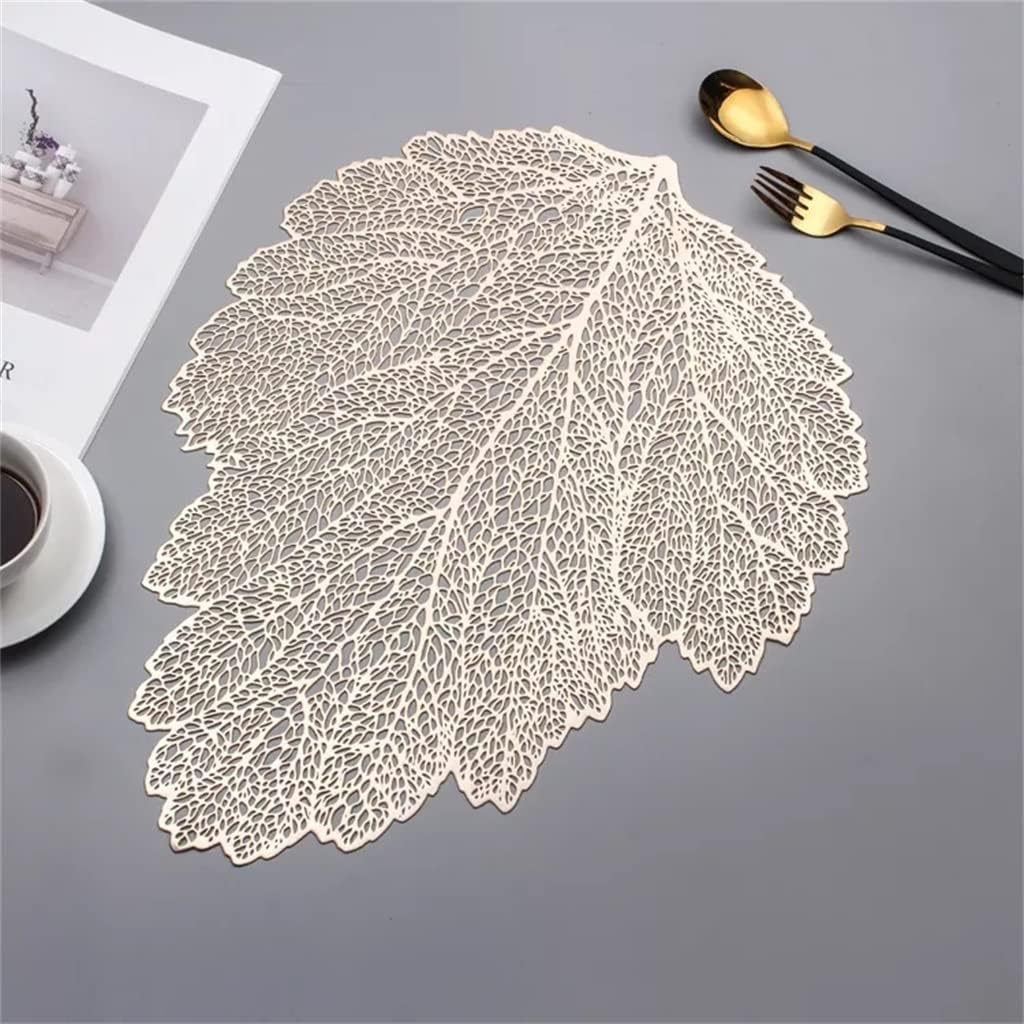 Dining Room Hollow Dining Table Mat Antique Leaves Decorative Carpet Placemat Bowl Plate Protector Pad(E)