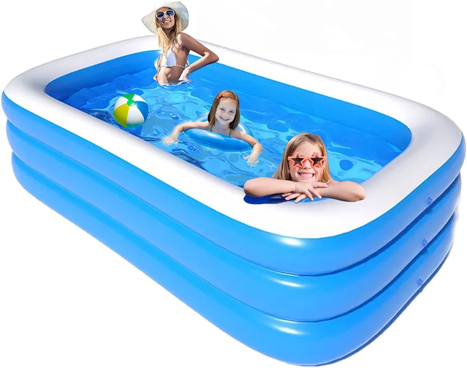 SLEEPHEAD®2.1M Big Inflatable Swimming Pool，Extra Large Thickened Blow Up Pool，Full-Sized Inflatable Pool for Kids Toddlers Adult Summer Water Party,Indoor Outdoor Garden Swimming Pool