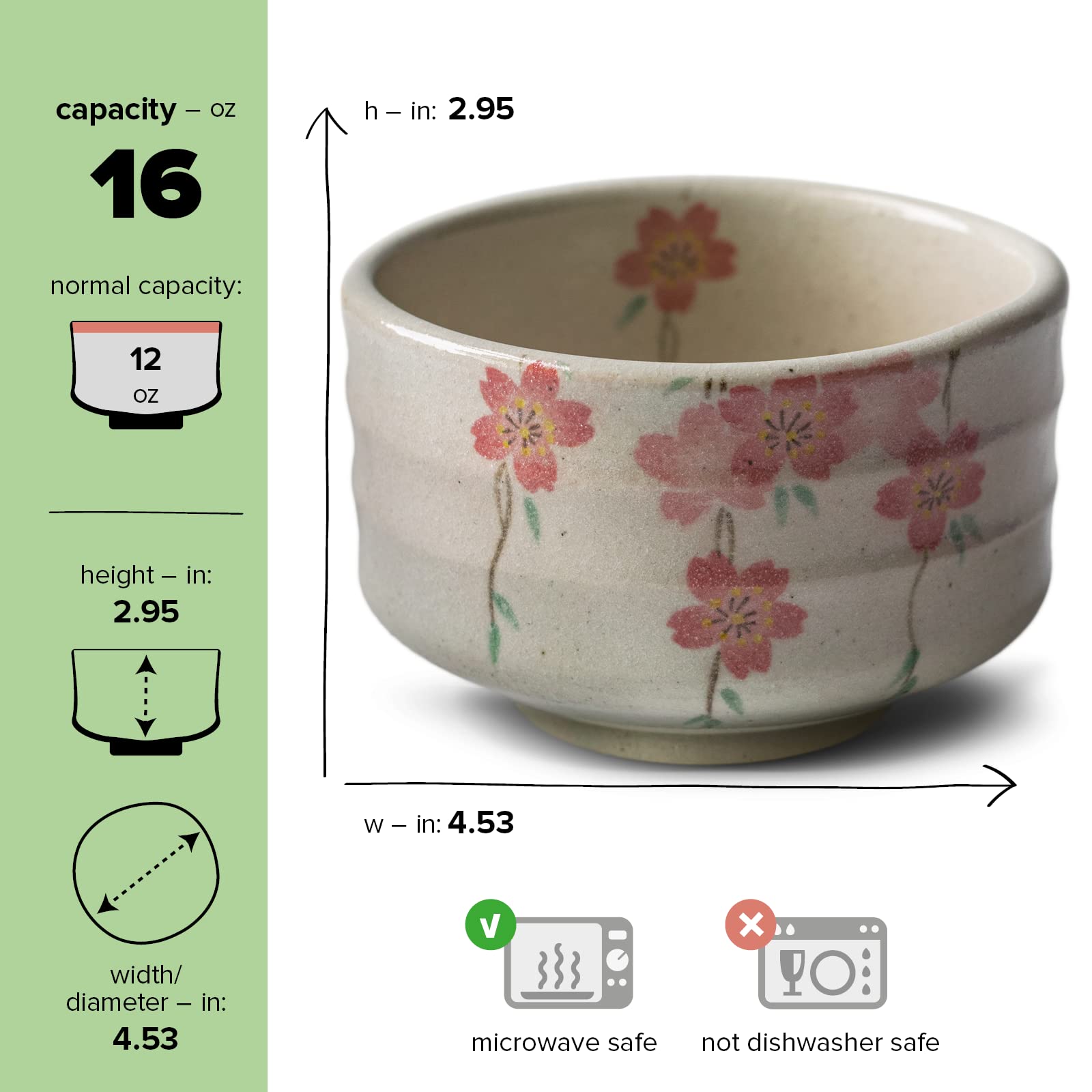 aprikalife - Traditional Japanese Matcha Tea Bowl, Handcrafted Ceramic, Tea Ceremony Cup, White Glaze with Shidare-Sakura Weeping Cherry Blossoms