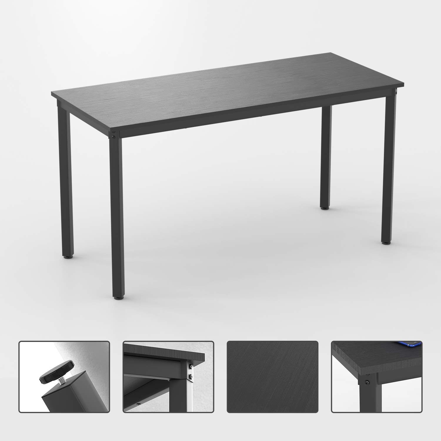 Computer Desk Office Desk Computer Table Sturdy Desk Writing Desk Workstation,Portable Modern Industrial Simple Style Computer Desk with Metal Legs for tudents PC Laptop Home Office (39.37“, Black)