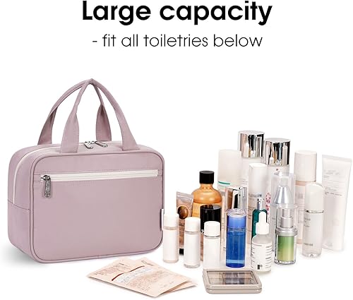 Miniatura 3 de Narwey Neceser de tamaño completo para mujer, bolsa de maquillaje grande, organizador de viaje, bolsa de cosméticos para accesorios esenciales,