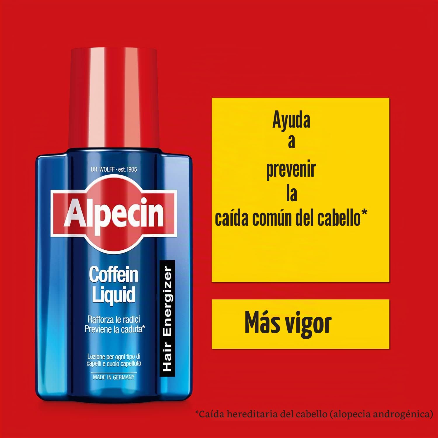 Alpecin Caffeine Liquid 3 x 200 ml | Loción anticaída para hombre para el crecimiento natural del cabello | Productos contra el adelgazamiento y la caída hereditaria | Fortalece y estimula las raíces