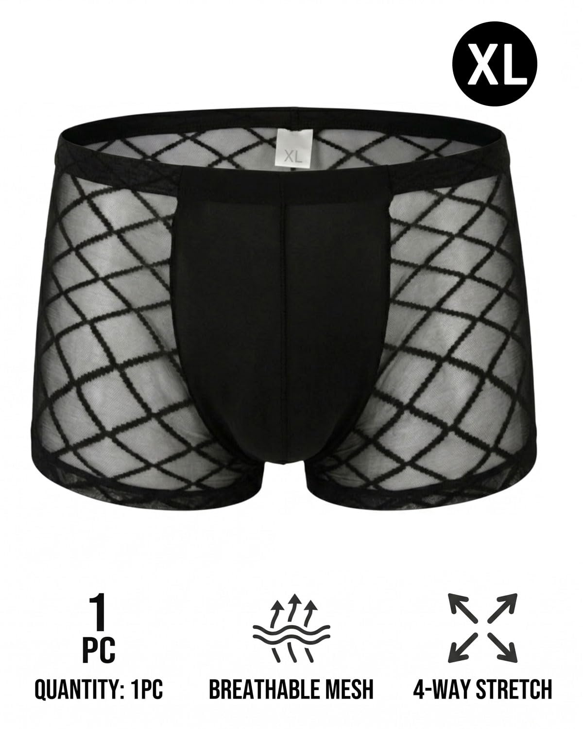 Boxer Intimo Uomo sexy hot in Rete Mutande Trasparenti con Cintura Elastica, biancheria intima, Traspiranti e Morbidi Perizoma Seducente Corte Hipster