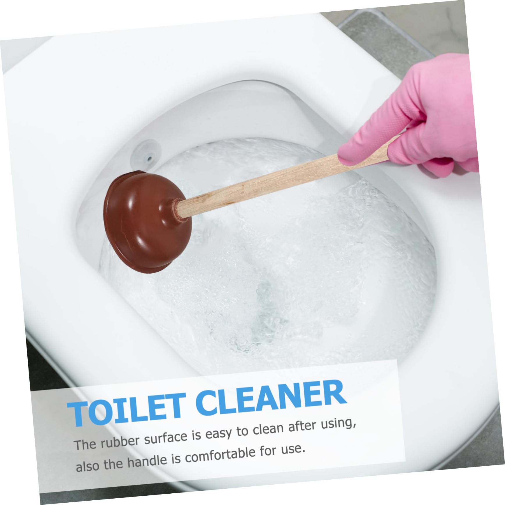 MAGICLULU Desatascador de Inodoro Ventosa de Goma y Mango de Madera, para Eliminar Obstrucciones en Baño y Hogar, Uso Cómodo y Duradero