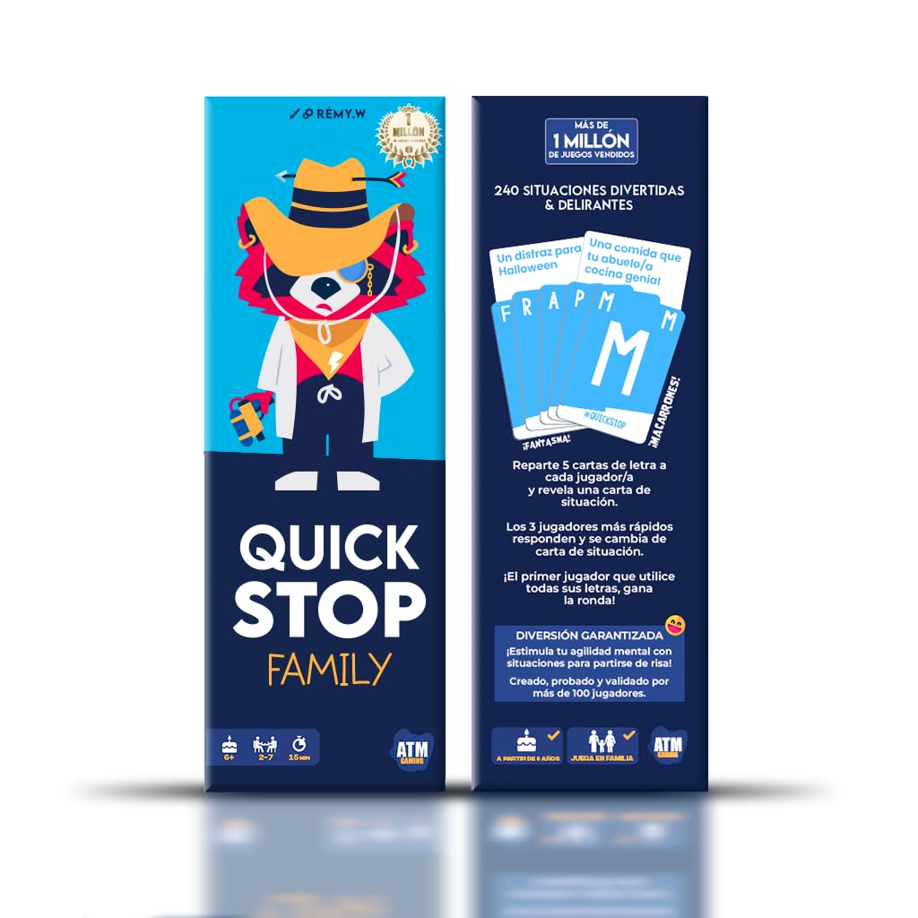 ATM Gaming Quickstop Family – El Juego de Mesa Más Divertido para Toda la Familia | Rápido, Competitivo Noches en Casa - Regalo Original