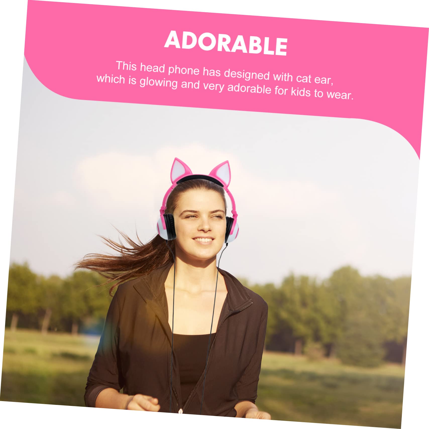OSALADI Auriculares Orejas de Gato para Niños Rosa PVC Cable