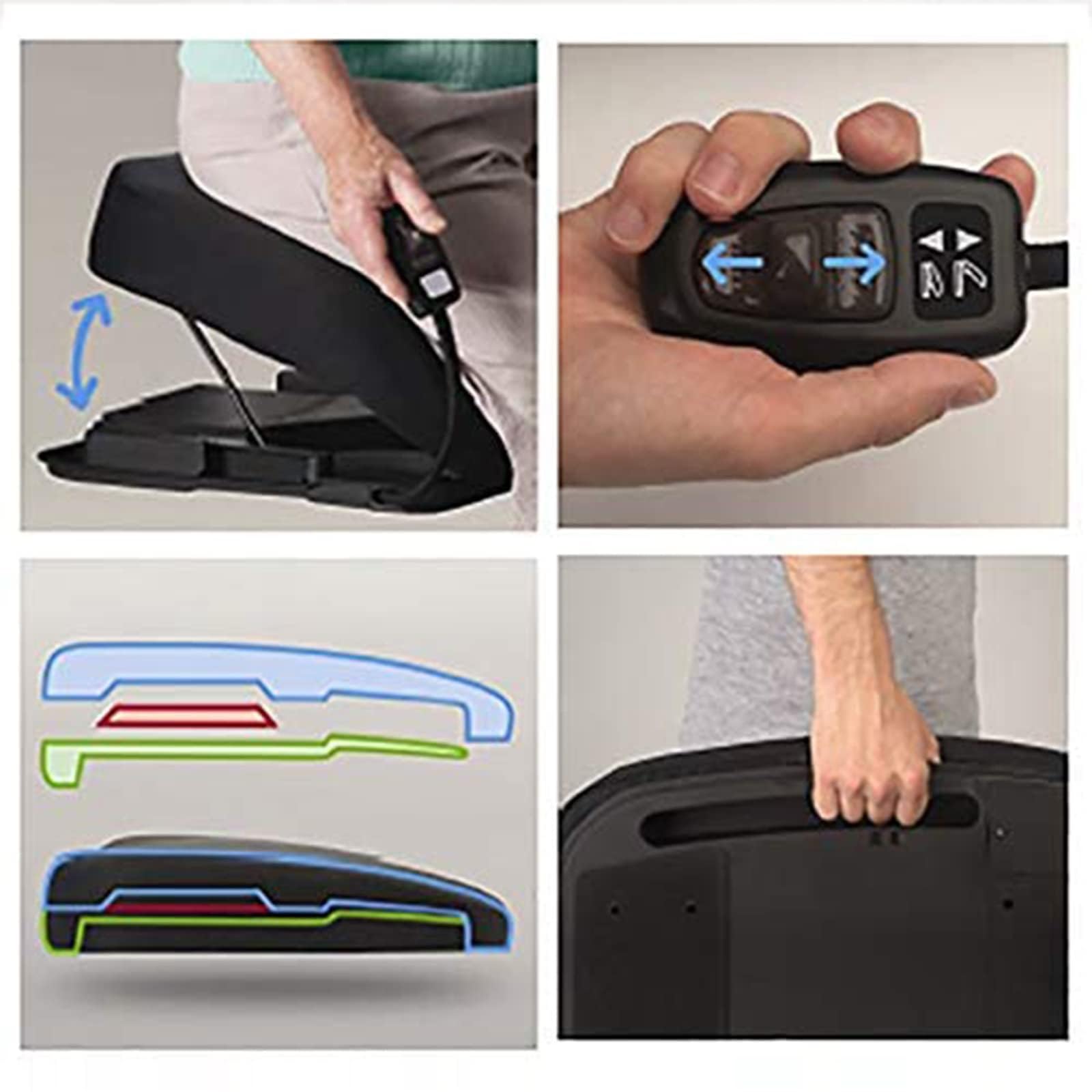 Coussin Releveur Coussin d'assistance de siège électrique relevable, Chaise Auto-élévatrice Portable en Mousse à mémoire de Forme avec poignées de Transport intégrées, supportant 90 à 160 kg