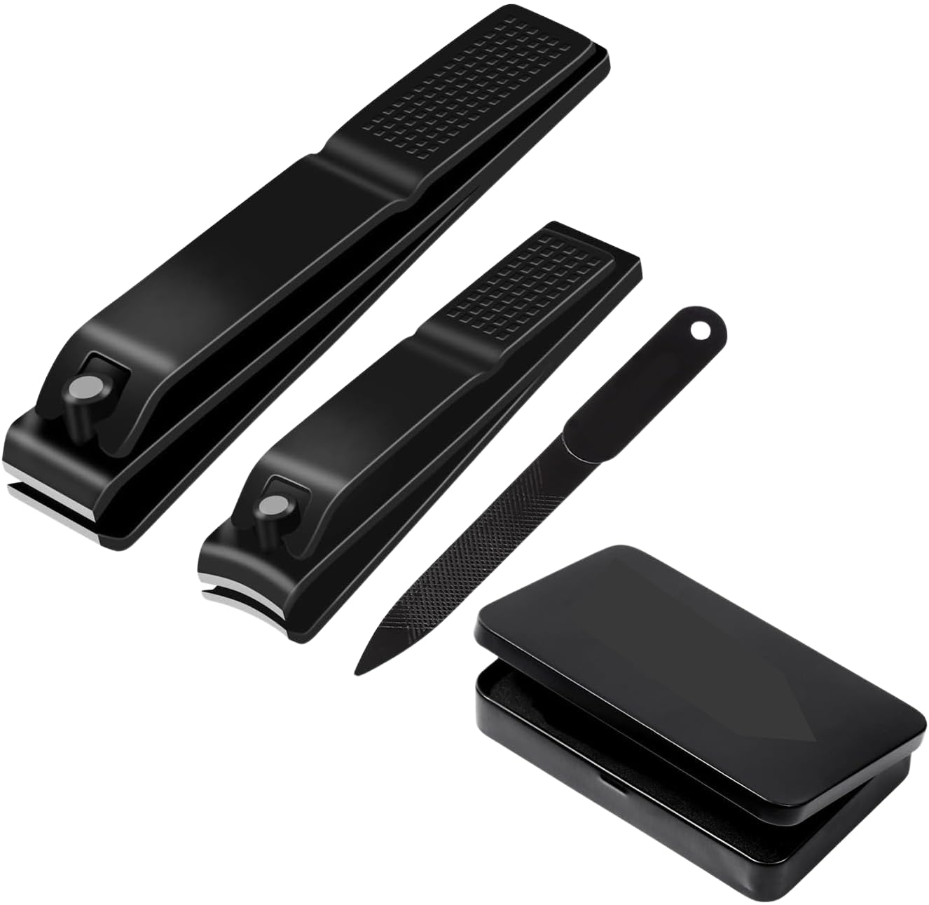 Nail Clippers Manicure Set-Toenail Clippers and Fingernail Clippers, Ultra Sharp Cutter for Ingrown Toenail Clippers with File, Sharp and Durable Stainless Steel Nail Cutter w/Metal Case, Black
