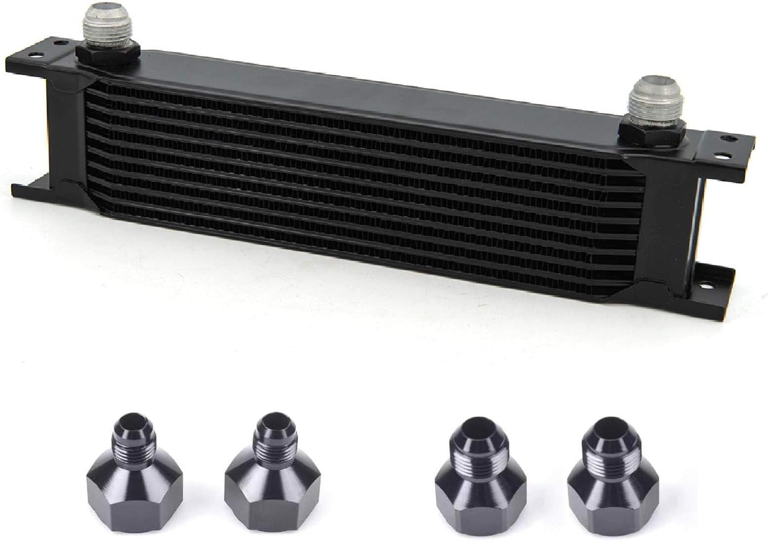 10 Row AN10-10AN Stacked Plate Oil Cooler With 6AN 8AN Adapter Universal Engine Transmission British Radiator Oil Cooler Condenser Aluminium Alloy Black