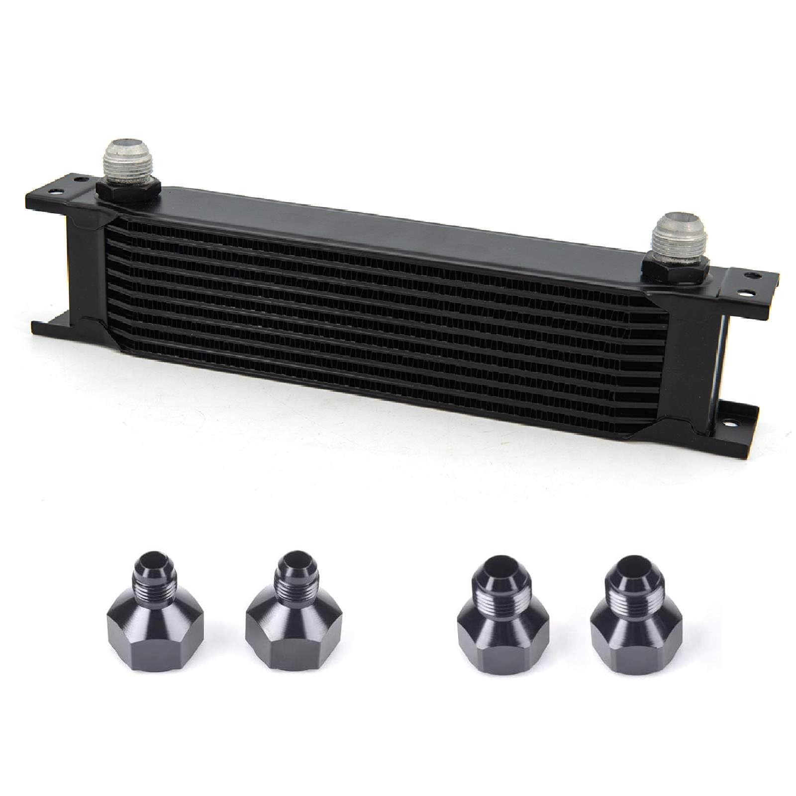 10 Row AN10-10AN Stacked Plate Oil Cooler With 6AN 8AN Adapter Universal Engine Transmission British Radiator Oil Cooler Condenser Aluminium Alloy Black