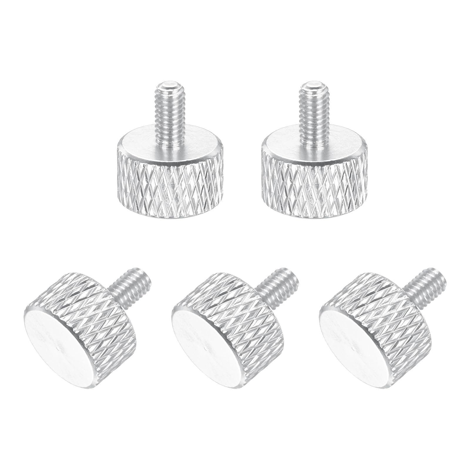 sourcing map 5 Pcs M3x6mm Flat Head Knurled Thumb Screws, Solid Aluminum Alloy Fully Threaded Thumbscrew Bolts Fasteners for PC Computer Cases Graphics Card, Green