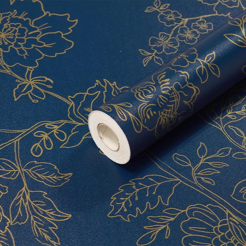 AZURE DECORS 200 X 45 CM Blue Flower Garden SELF Adhesive Wallpaper for Living Room Bed Room Kitchen Peel and Stick Vinyl Wallpaper - 9 Sqft.Approx