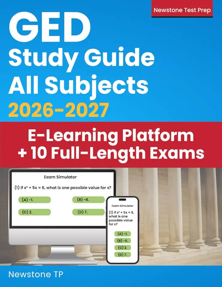 GED Study Guide All Subjects: Complete Review + 10 Full-Length Exams for Adults, Students and ESL Learners (Exam Simulator + Extra Weekly Tests + DART Study Method)