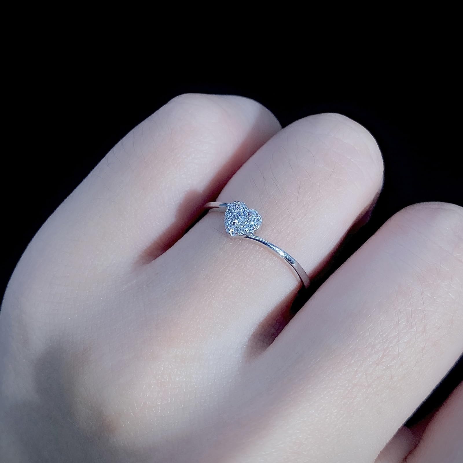 Anillo para mujer de oro con diamantes, anillos de boda, oro blanco, corazón, anillo de compromiso, anillo de aniversario