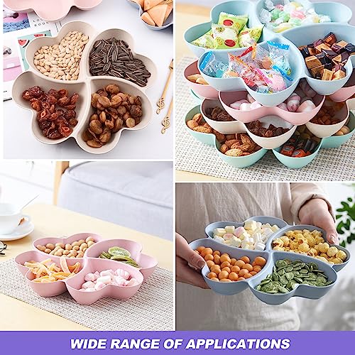 Snack Tray, 4 PCS Multi Use Compartment Trays, 4 Compartment Snack Plate with 4 PCS Tainless Fruit Fork Reusable Snack Tray for Family Restaurant Gathering Party Fruit Dessert Snacks 23 X 3 cm - Image 4