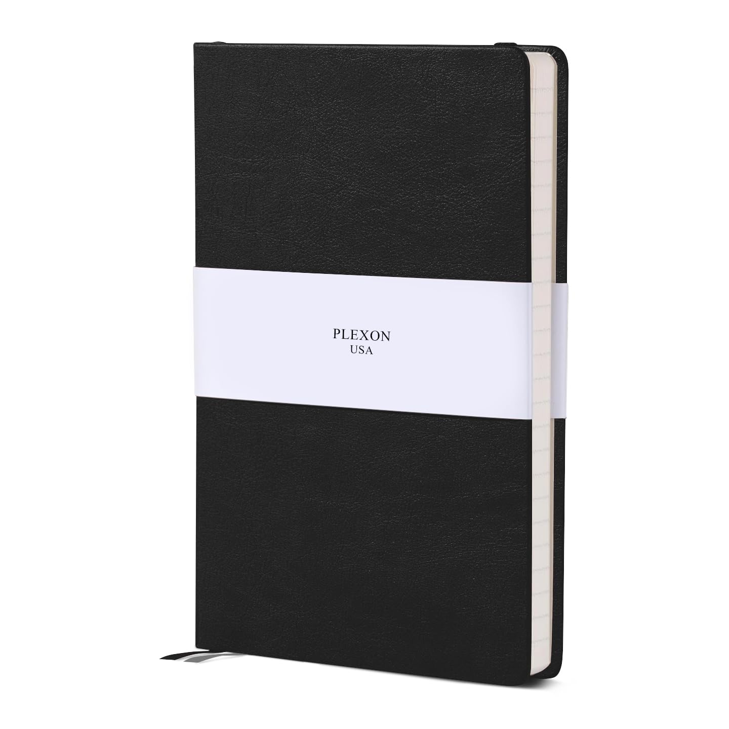 Plexon Dotted Journal Notebook, Notebook Journal 160 Pages, Dotted Notebook Medium 5.7 inches x 8 inches, 120 GSM Thick Paper, Black, Hardcover