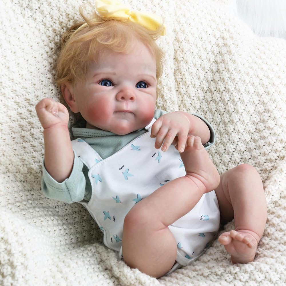 Lebensecht Reborn Baby 18 zoll 45cm Reborn Puppen Lebensecht Weiche Silikonpuppe Handgefertigt Neugeborenes Baby Jungen & Mädchen Spielzeug Geschenk Babypuppen Mit Puppen-Zubehör
