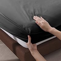 Vista 6 de 2 paquetes de sábanas ajustables 100% algodón egipcio tamaño TwinXL, sábana ajustable de 600 hilos de algodón, sábana bajera con bolsillo profundo