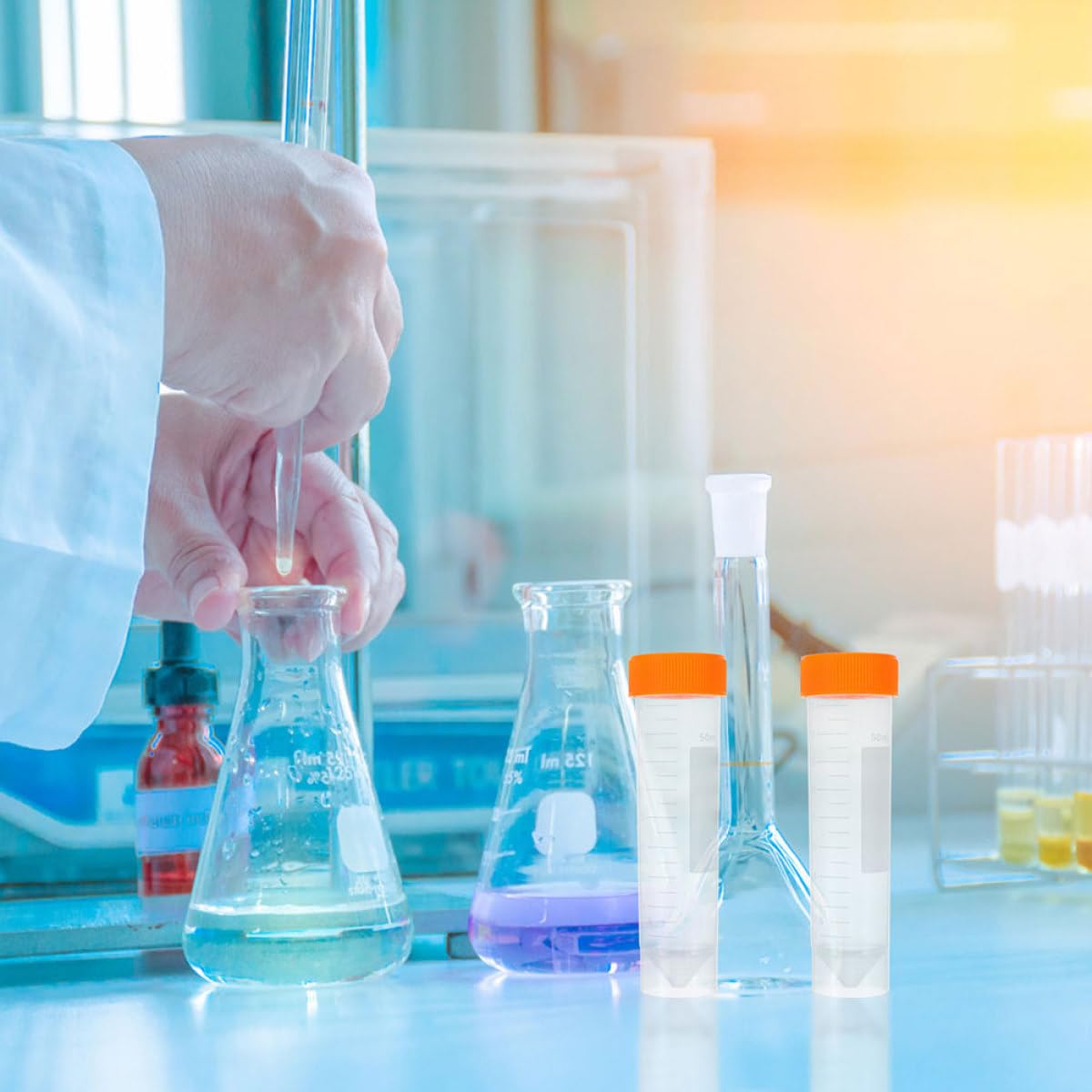 10 Stück 50 Ml Labor Zentrifugenröhrchen aus Polypropylen mit Schraubverschluss Auslaufsicher für Probenvorbereitung und Lagerung