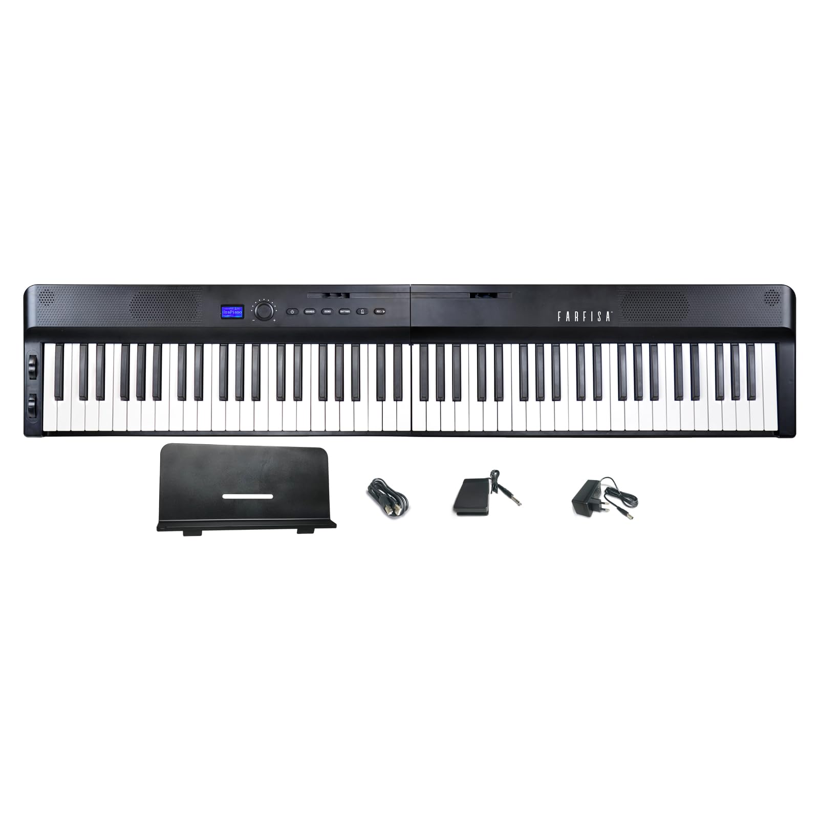 Farfisa | Piano Digitale MIDI Pieghevole e Portatile a 88 Tasti con funzione Touch, 2 Altoparlanti Stereo e Funzioni Didattiche Integrate, 126x25x6 cm