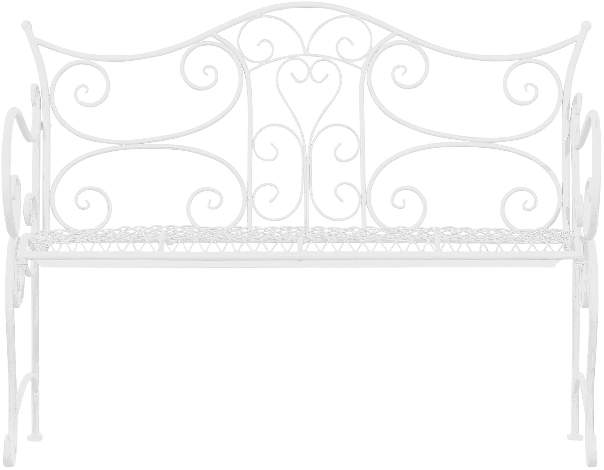 CLP Panchina Da Giardino Tara In Ferro Laccato I Panchina Da Esterno Stile Rustico Nostalgico I Panca Outdoor 113 x 47 CM, Colore:bianco