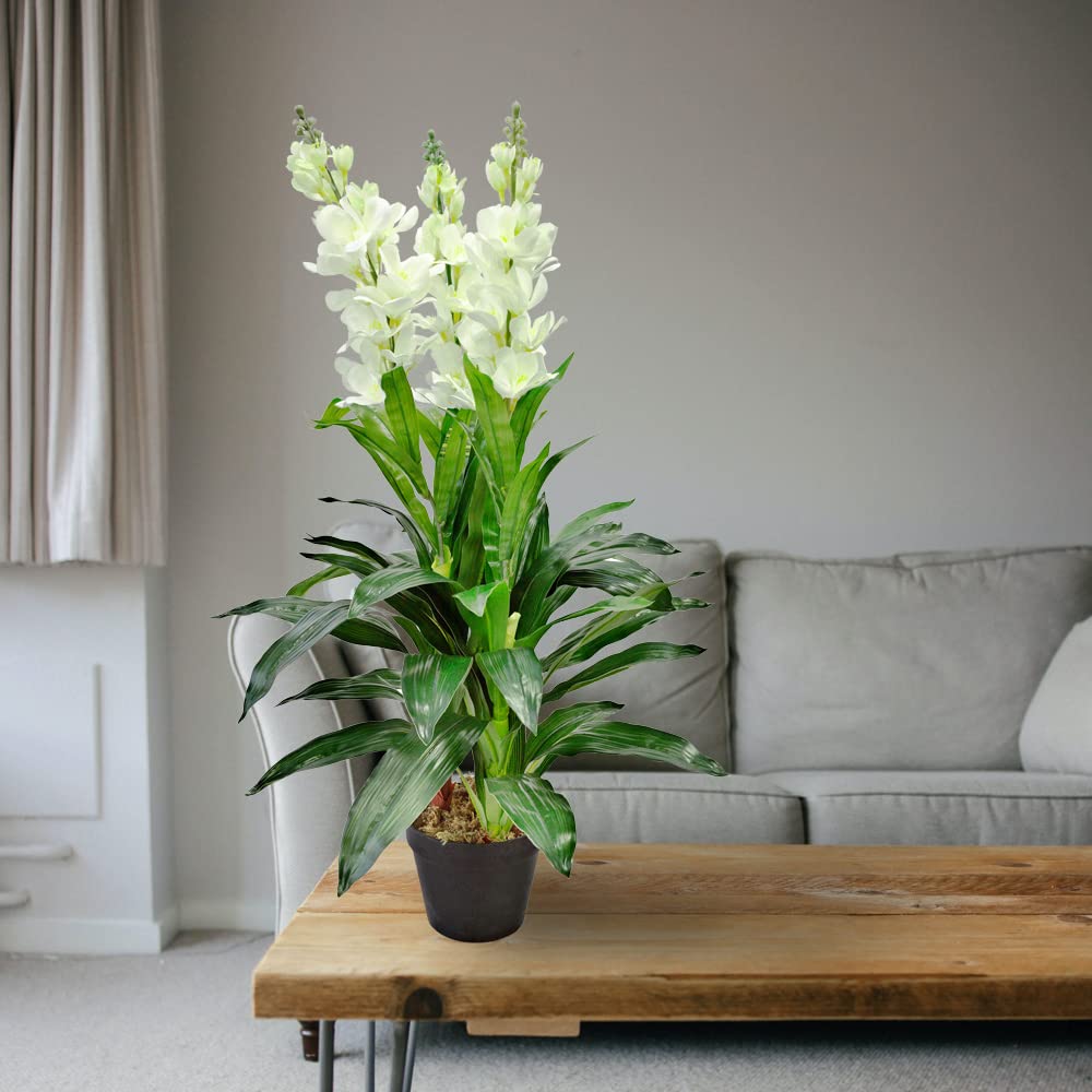 Decovego Alhelí Matthiola Planta Artificial Decoración Interiorismo 100cm con Flores