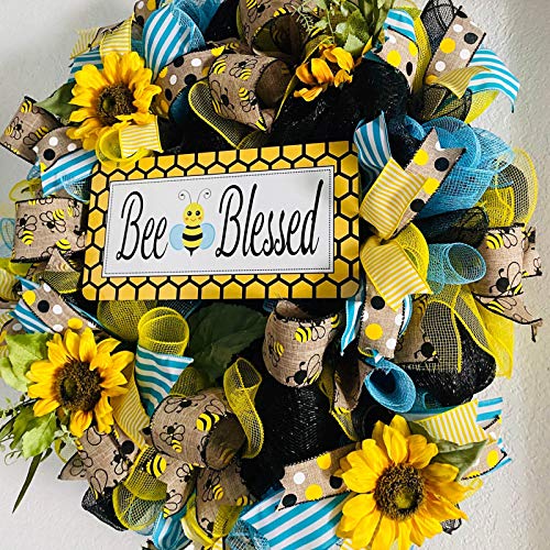 image for EZ Tuxedo Bee Sunflower Wreath,Artificial Garland Hanging Pendants Orn