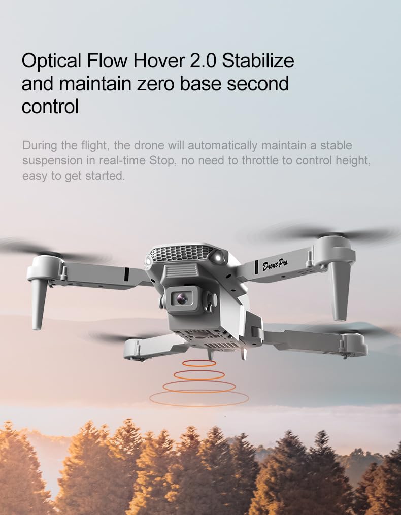 Tiempo de vuelo prolongado Aeronave de control remoto, dron 4K/30 FPS, Cuádruplocoptero plegable con función de retorno automático (Control remoto común + 2 cámaras + 3 baterías)
