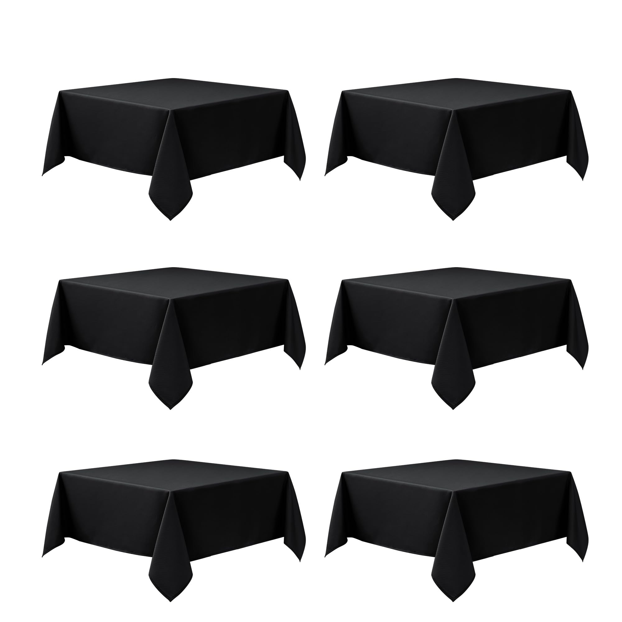 6-Pack Black Tablecloths for Square Tables, 70 x 70 Inches