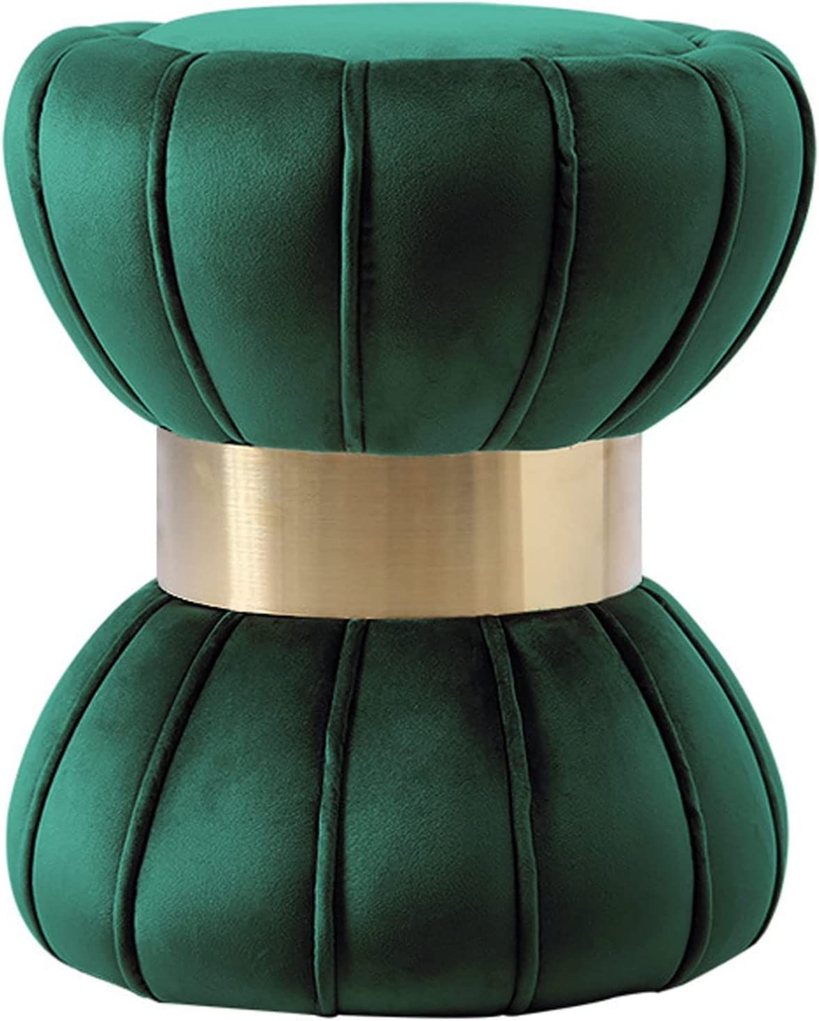 Ottoman tambour moderne nordique et pouf rond rembourré en velours et acier doré