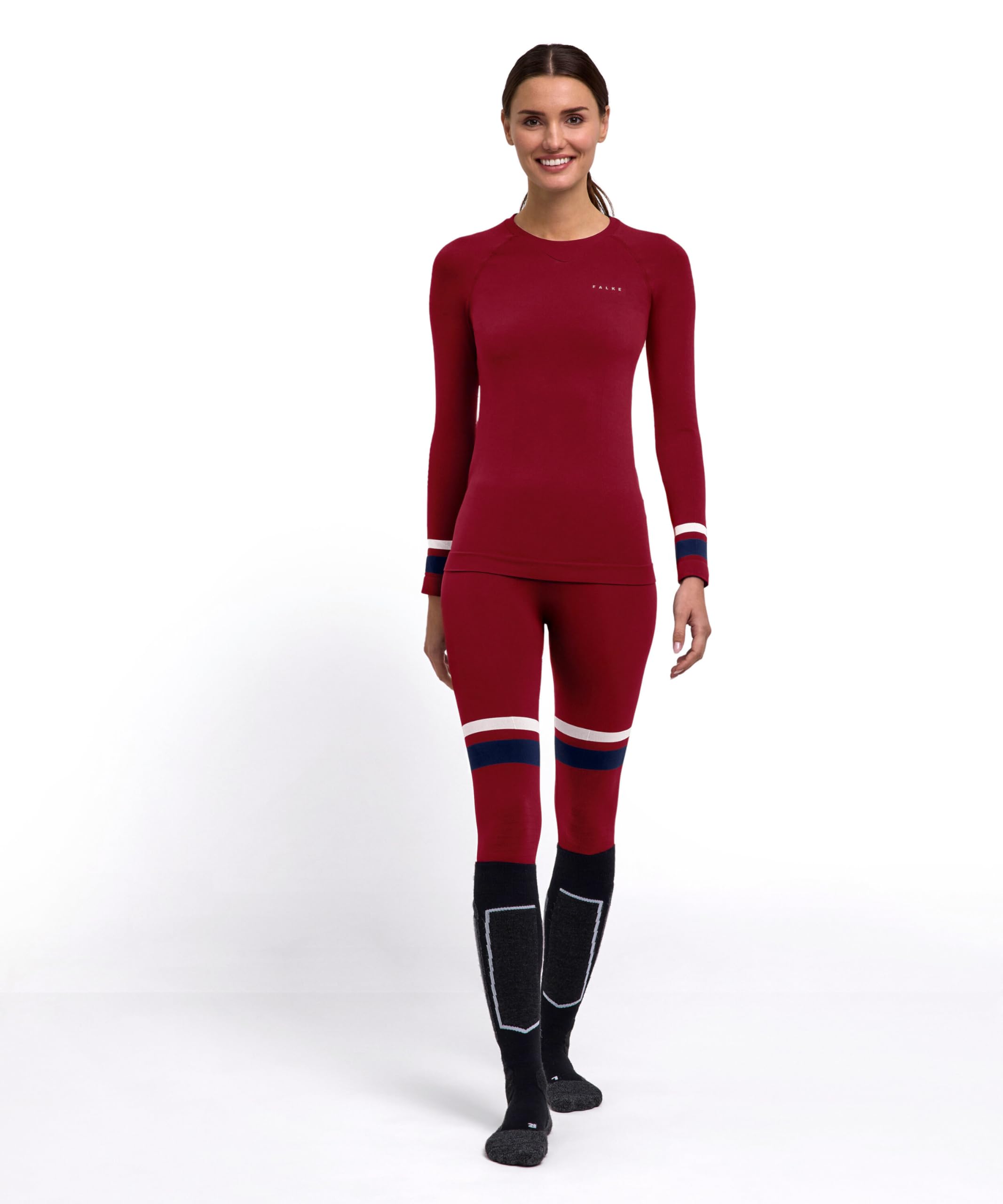FALKE Mujer Maximum Warm Round Neck Camiseta técnica Deportiva Manga Larga para climas fríos a Muy fríos Secado rápido Transpirable sostenible Hilo Funcional 1 Pieza