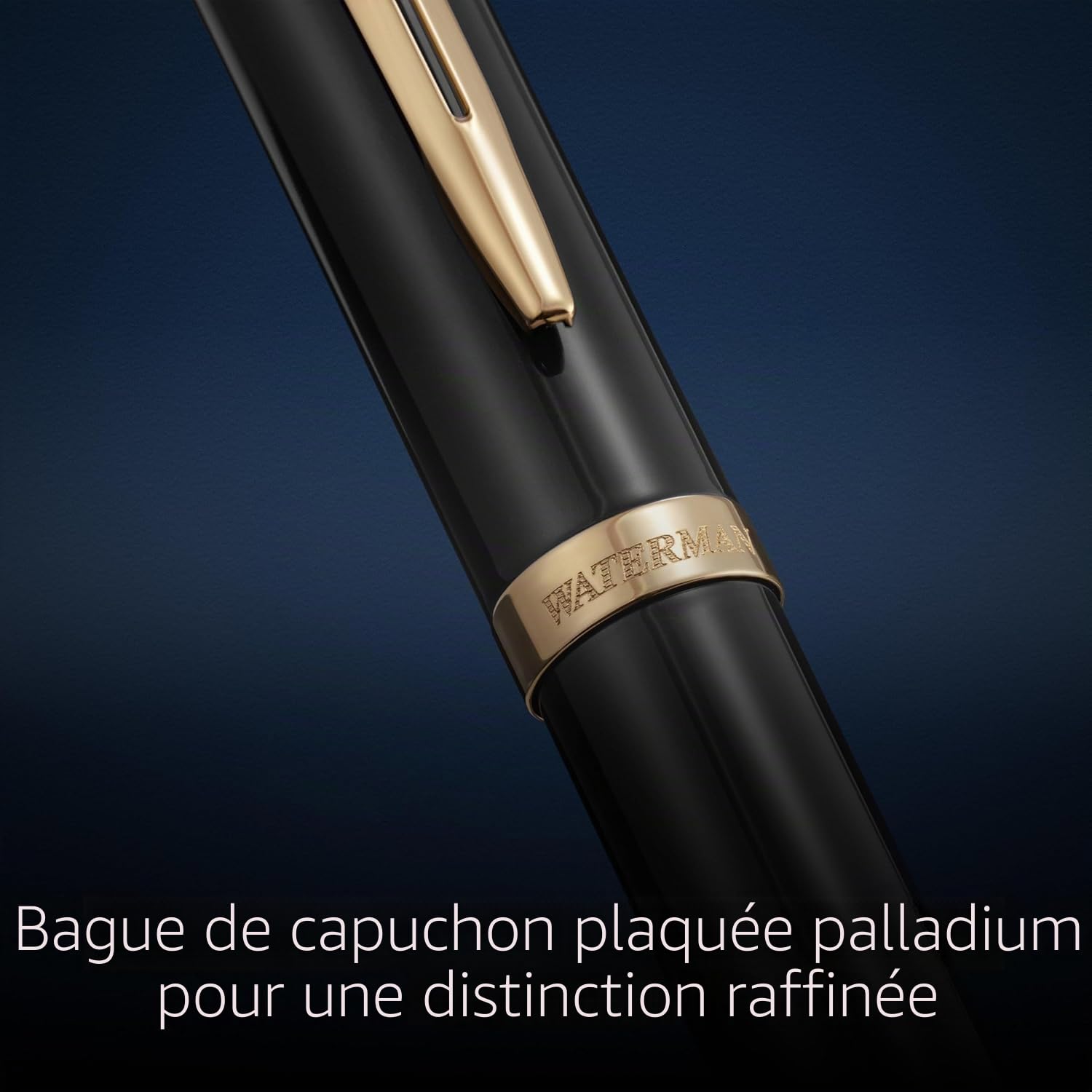 Waterman Impression - Stylo à bille gravé - Stylo d'écriture de luxe personnalisé - Élégant cadeau pour homme et femme - Encre bleue (Black GT)