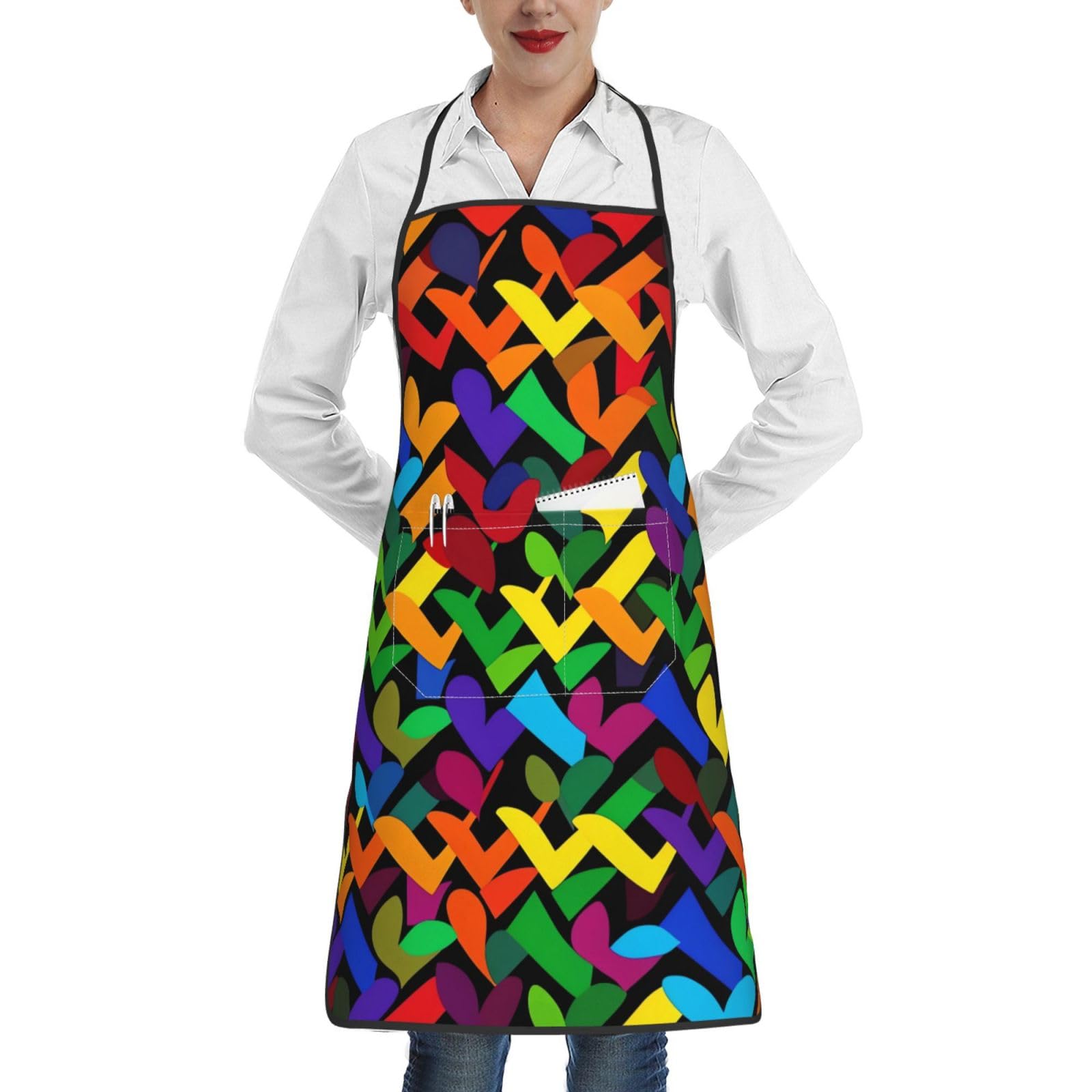 Tabliers arc-en-ciel Gay Pride pour femmes et hommes, imperméables et ajustables, avec 2 poches, doux et résistants, pour la cuisine, la pâtisserie, la peinture, le jardinage et le soin du corps.