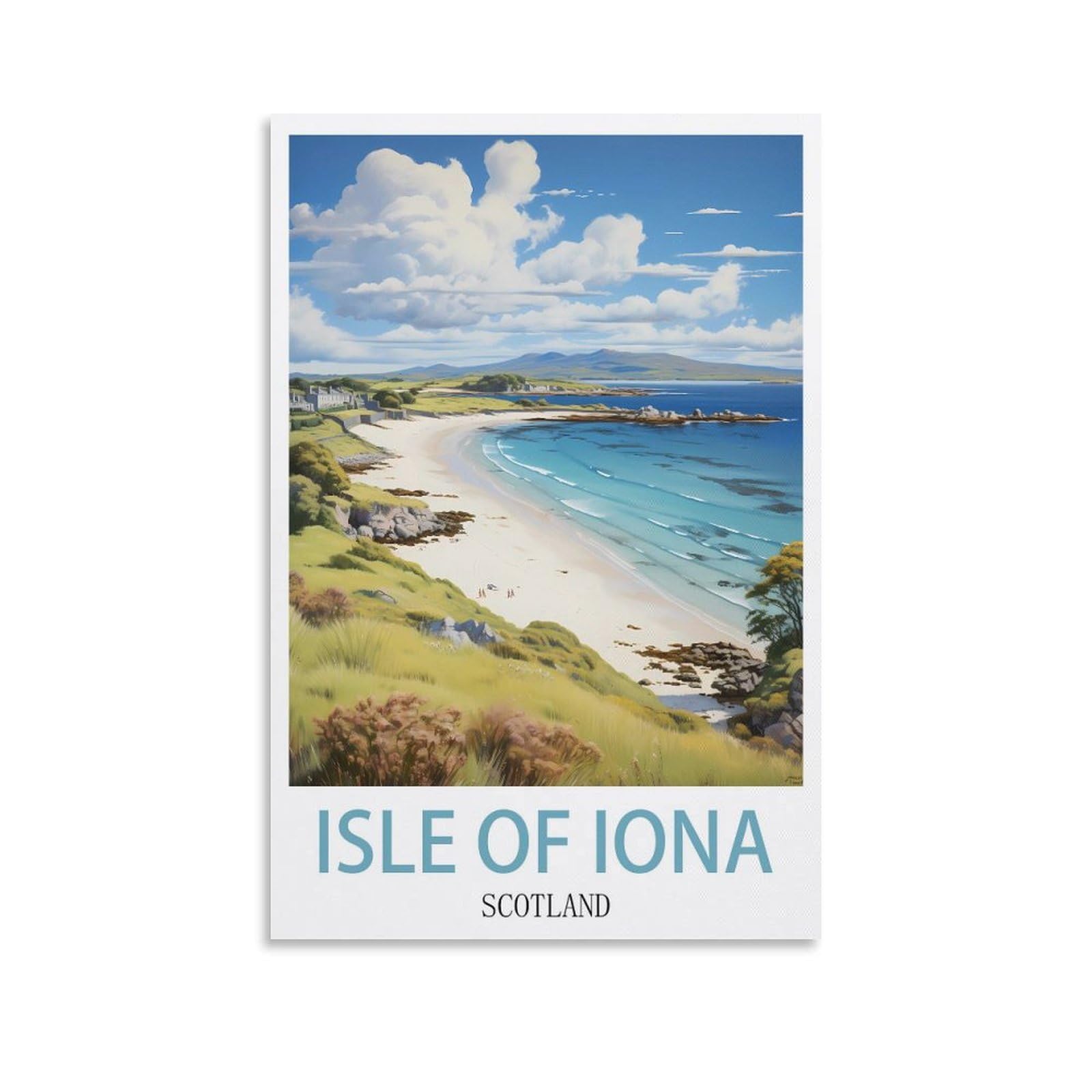 KmoNo Isle of Iona Scotland Vintage Travel Poster 08x12inch(20x30cm) Wall Decor Painting Canvas Wall Art Living Room Poster Bedroom