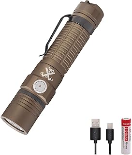 ThruNite TC15 V2 2531 Torcia portatile ultra luminosa, edizione personalizzata con The Outsider, CREE XHP 35.2 Cool White LED USB ricaricabile torce elettriche per interni/esterni - Desert Tan-CW