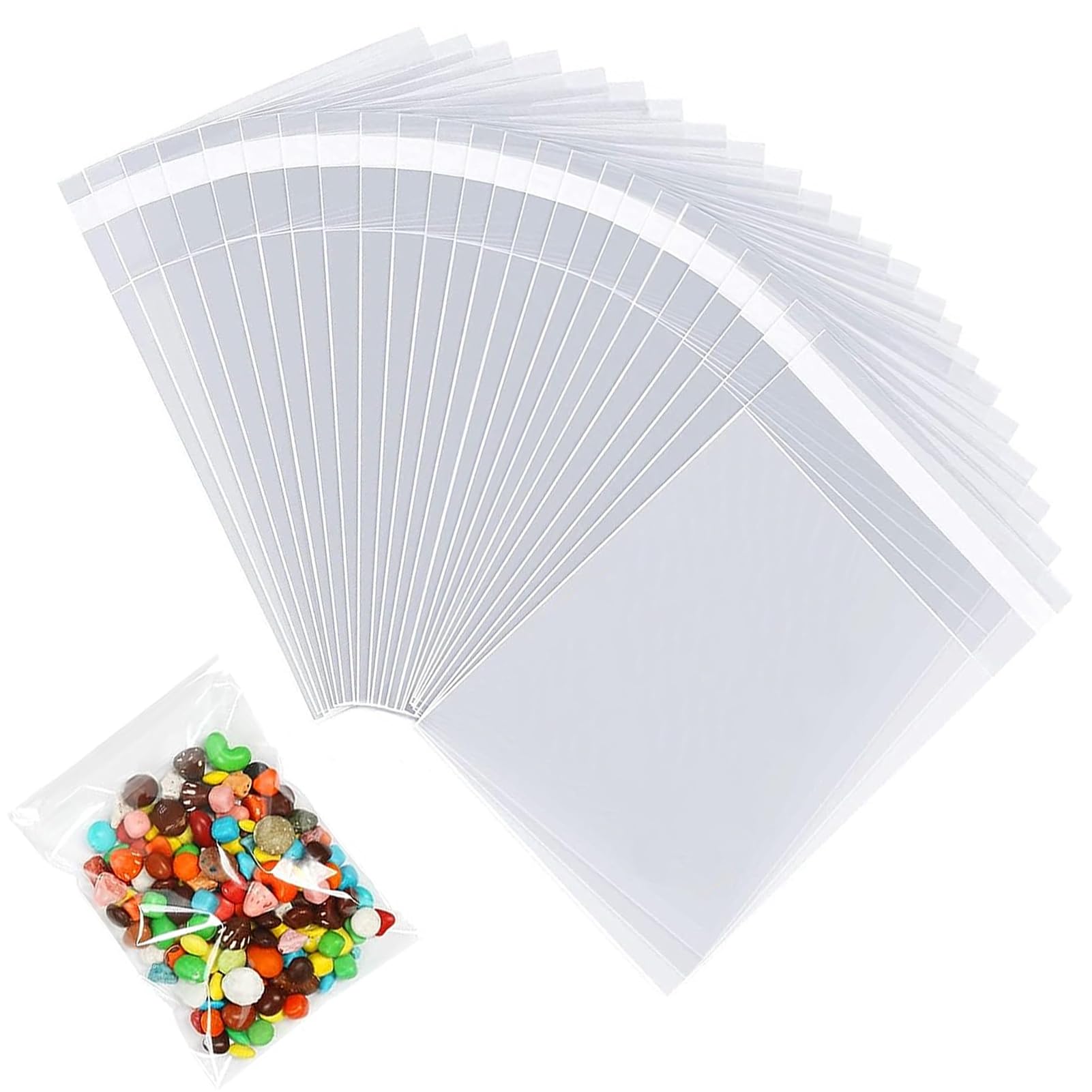 50 Buste Trasparenti Autosigillanti 19x19 Cm – Per Biglietti, Dolci, Biscotti E Regali
