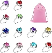 Bague Princesse Petite Fille,Ensemble de Bagues Petites Filles,Bagues Réglables Enfants,Bague Couleur Princesse,Petites Filles Bijoux Enfants Cadeau de Fête pour un Cadeau à une Petite Fille,12 pcs