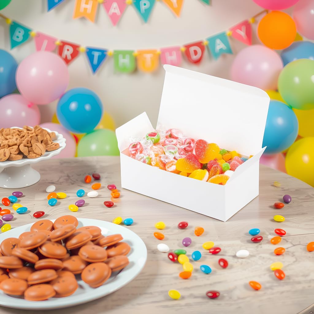 UnicoPak 20 Pack White Small Gift Boxes, 1/2 Lb. Candy Boxes, Food-grade Material, Ideal for Food or Gift Packaging, Gifting Jewelry or Trinkets, Storage Small Items, 5 1/2 x 2 3/4 x 1 3/4"